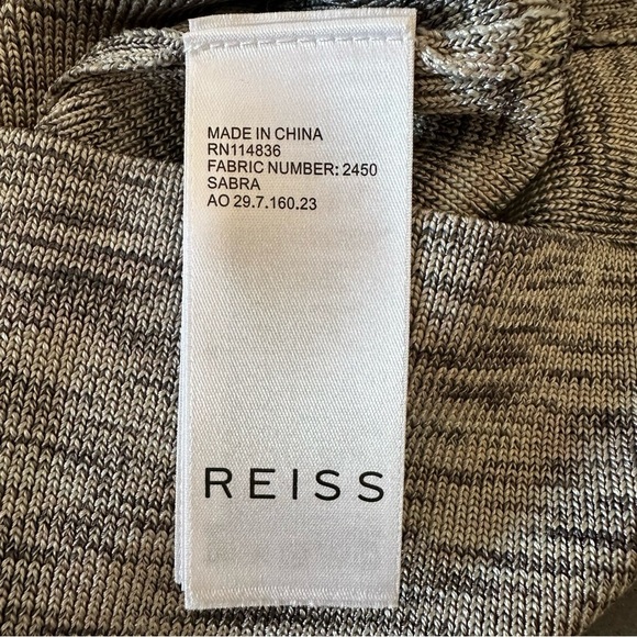 Reiss Sabra SPACEDYE Knitted Blouson GREY BLUE 3/4 batwing Sleeve Dress Size 6 - Picture 13 of 14